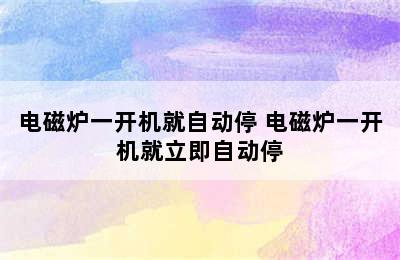 电磁炉一开机就自动停 电磁炉一开机就立即自动停